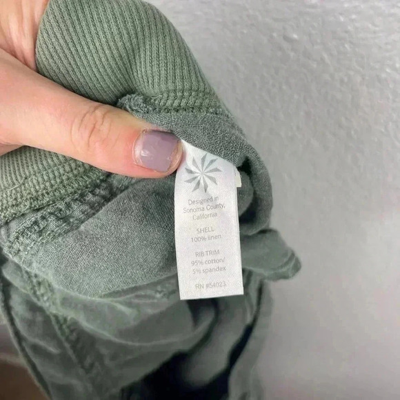 Athleta 100% Linen Reverie Jasper Green Pants Sweatpants Womens 14 Lightweight - Picture 11 of 12